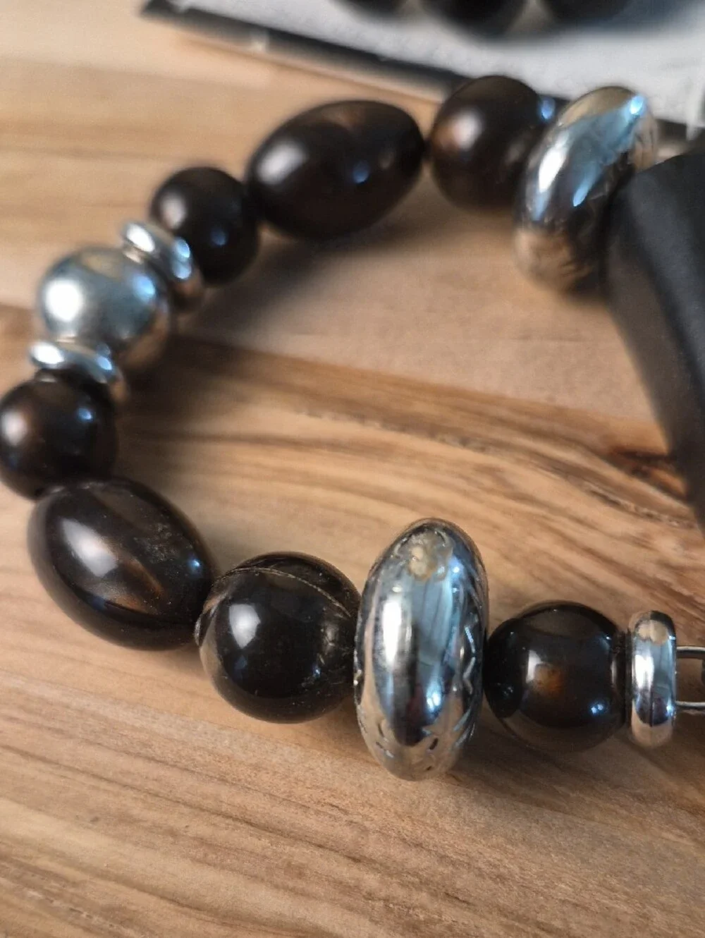 Provence Pearl Black Beaded Bracelet -Fleur De Le Bracelet